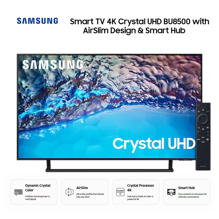 Samsung Crystal UHD 4K LED Smart TV (2022) 55" - 55BU8500
